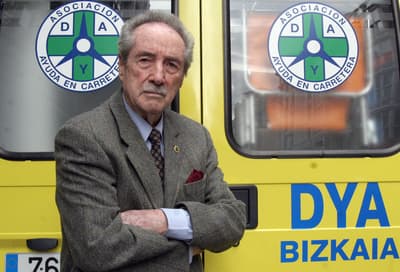 DYA Founder in front of ambulance